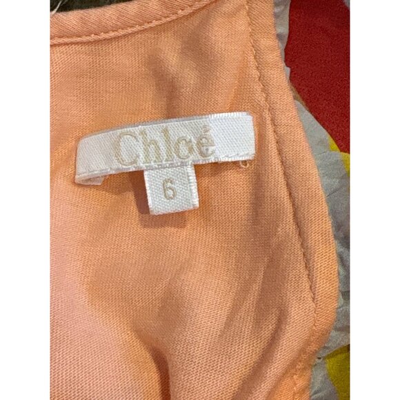 Chloé Girls Peach Dress With Rainbow Ruffle Straps Size 6 - Picture 3 of 3